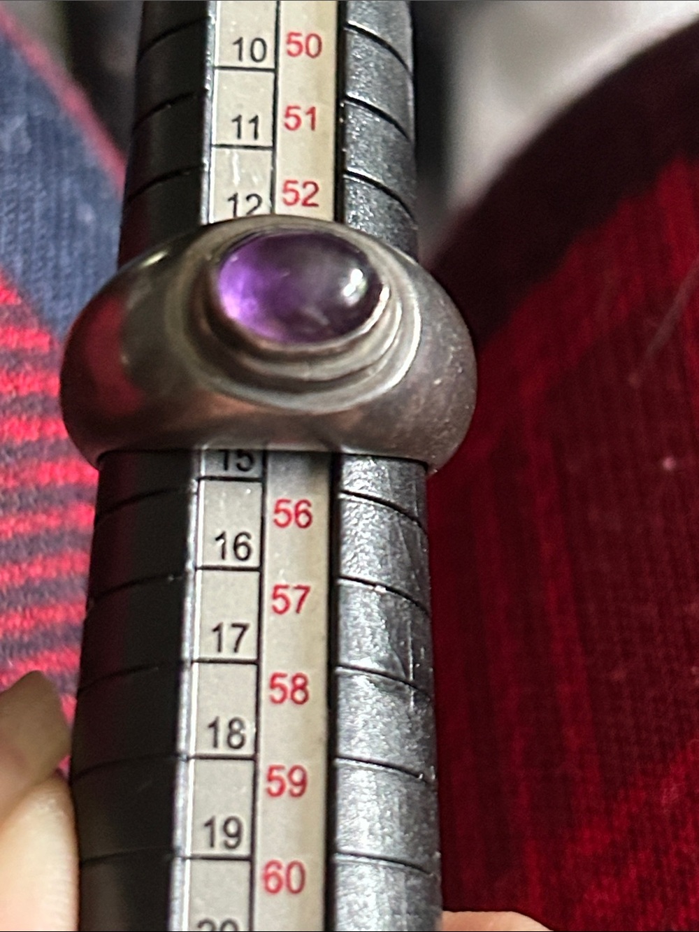 Sterling Silver Ring with Purple Cabochon Stone